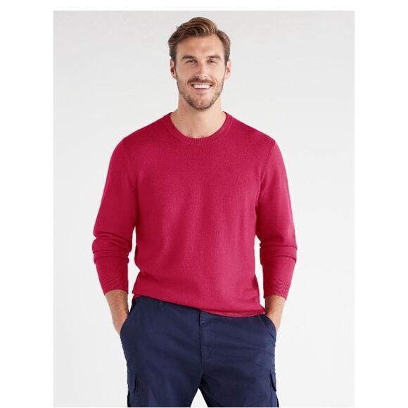Men's Comfy Solid Crewneck Sweater with Long Sleeves, Size XXL - Picture 9 of 10